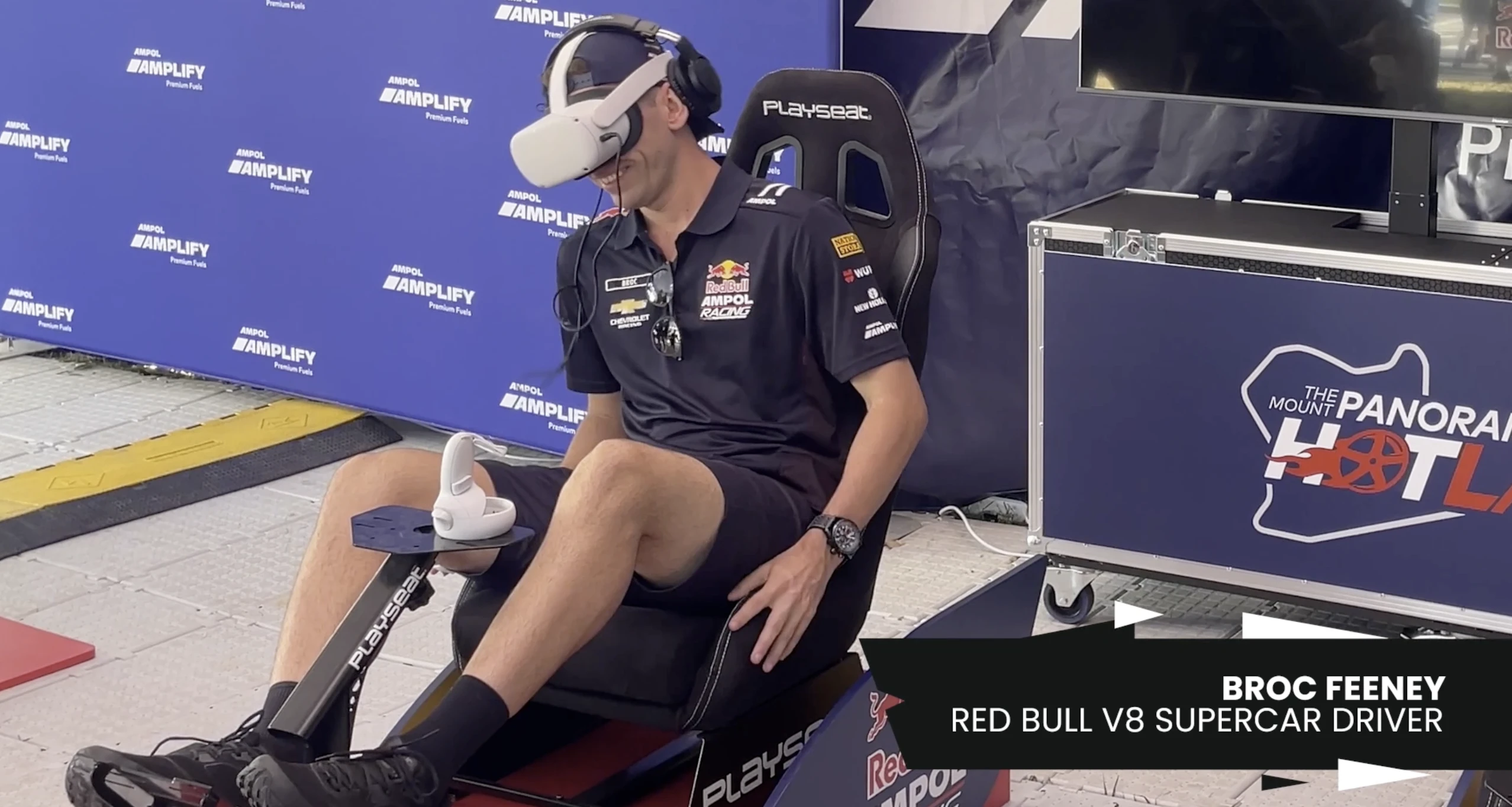 Broc Feeney, Red Bull v8 Supercar driver testing out the VR simulator