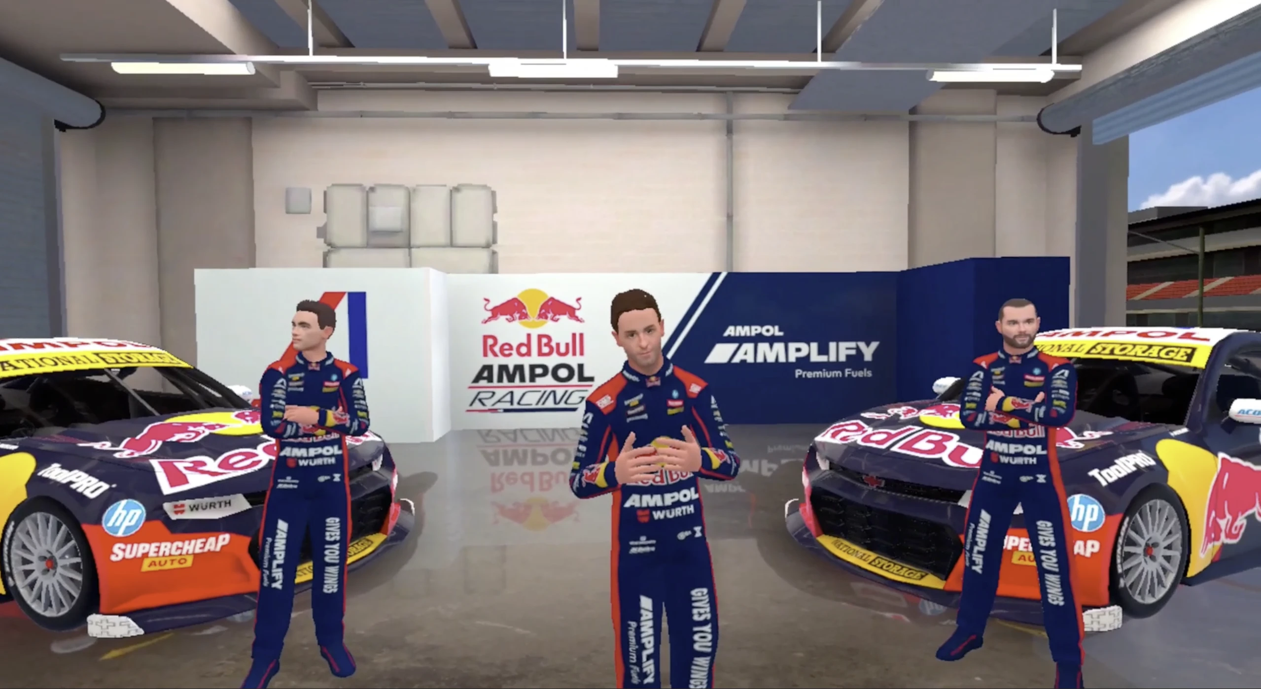 A screenshot of the Red Bull Ampol Racing Team VR simulation environment